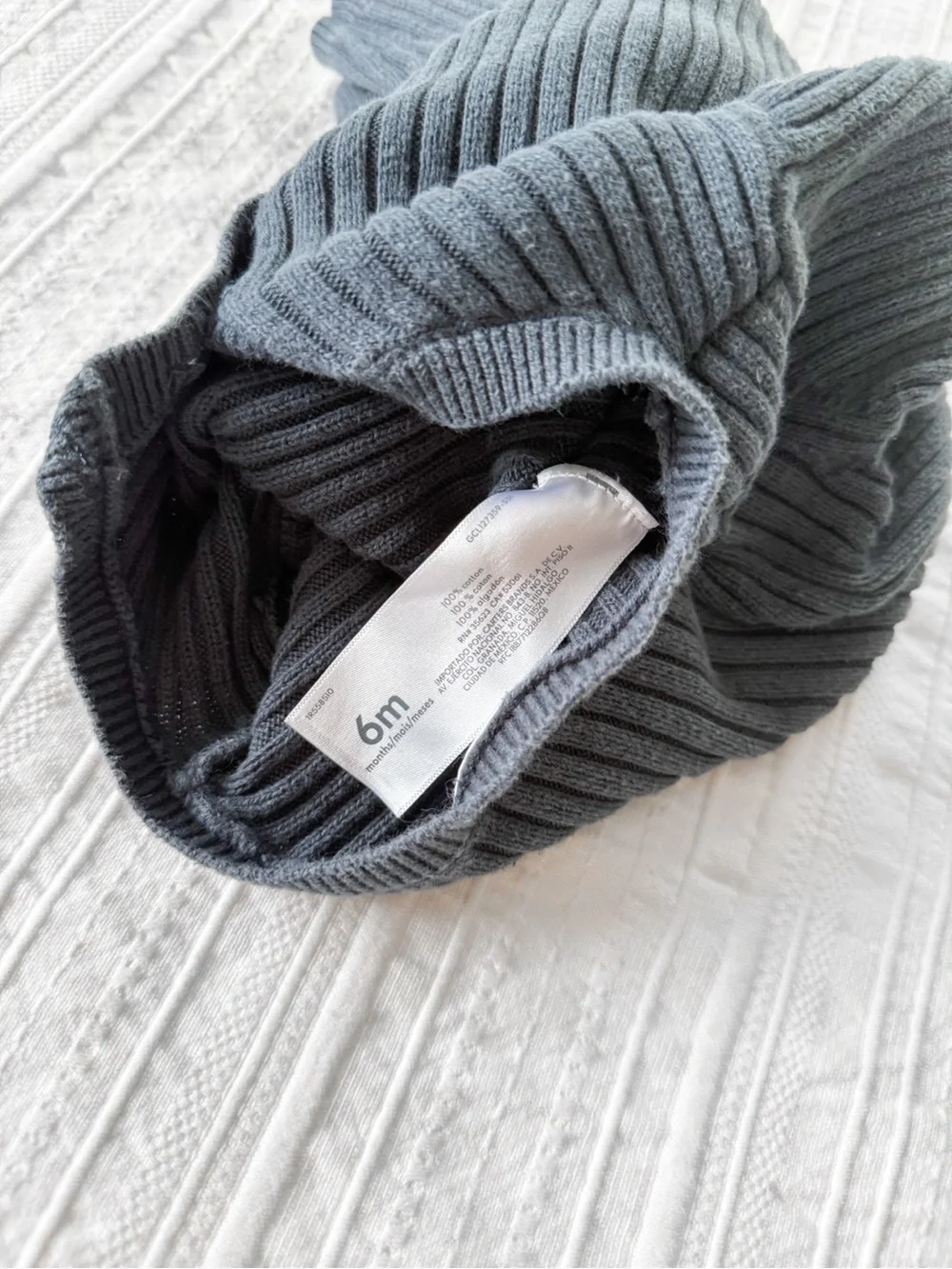 Carter’s Baby Boy Ribbed Knit One-Piece Romper Sweater Jumpsuit in Charcoal Navy